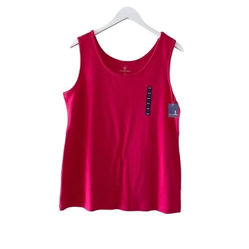 Lands’ End Sleeveless Color Pink Cotton Essential Minimalist SZ L